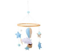 POPETPOP Crib Mobile Hanging Ornament with Felt Balls and Cloud Hot Air Balloon Design, Nordic Style Nursery Decor for and Boys, Bed Bell Pendant for Crib and Stroller
