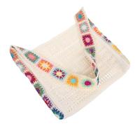 POPETPOP Crochet Handbag for Women, Crochet Tote Bag, Polyester Mesh Beach Tote, Beige, Lightweight, Spacious Interior, Bohemian Summer Bag for Dating and Casual Strolls