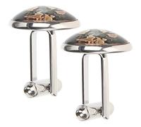 POPETPOP Cufflinks Glass and Alloy Material World Map Pattern 2pcs for Men Silver Classic and Contemporary Design with Smooth Surface, Safe to Use for Business and Birthday Shirts