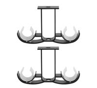 POPETPOP Curtain Rod Bracket Window Drapery Fixing Tool Aluminium Alloy 1 Pair Black Double Rod Holder Easy to Install Feature, European and American Style for Ceiling or Wall Mount