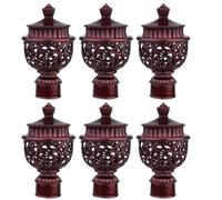 POPETPOP Curtain Rod End Plug Set 6Pcs Hollow Finials Plastic Decorative Caps for Window Drapery Rods Suitable for Heavy Duty Curtains in Red