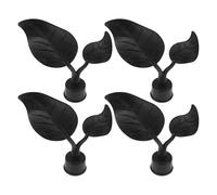 POPETPOP Curtain Rod Finials Decorative and Functional with Leaf Design Easy to Install Black 4pcs Drapery Pole Ends for Modern Window Curtain Poles