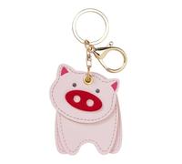 POPETPOP Cute Animal Pu Leather Key Chain with Pig Design, Bag Pendant Keyring for Car Keys and Backpack Accessories, Cartoon Keychain