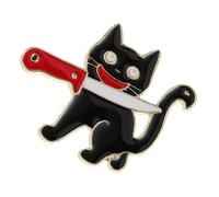 POPETPOP Cute Black Cat Brooch Pin Enamel Cat Design for Clothing Bags Hats Stylish Cartoon Animal Accessory Unique Kitten Ornament