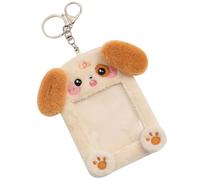 POPETPOP Cute Plush Keychain Card Holder, Cloth Material with Cartoon Animal Design, Keeps Postcards and Photos Neat, for Backpack Hanging and Collectible Storage