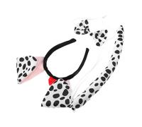 POPETPOP Dalmatian Puppy Dog Ears Headband with Red Bow Comfortable Fabric and Plastic Cartoon Cosplay Accessory for Parties and School Plays