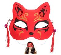 POPETPOP Decorative Fox Half Face Mask Japanese Style Party Accessory Lightweight Comfortable for Festival Cosplay and Fun with Friends Random Color