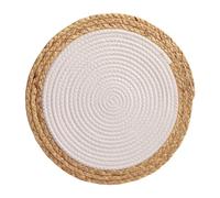 POPETPOP Decorative Heat-proof Placemat Pot Dish Pad Cotton Straw Material Beautiful Woven Process Hand-woven Design Protect Table from Scratches Sturdy Kitchen Dining