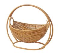 POPETPOP Decorative Rattan-Style Wicker Basket, Small Faux Rattan Fruit Bowl with Footed Base for Kitchen Countertop, Lightweight Storage Basket for Snacks and Daily Use