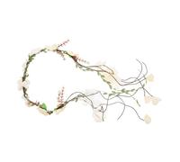 POPETPOP Delicate Floral Headband with Realistic Artificial Flowers and Leaves Elegant Wedding Wreath for Women and Brides Summer Casual Headdress for Parties Beaches Honeymoon Travel