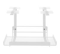 POPETPOP Desk Cable Organizer Tray White Small Cable Socket Bracket Desk Wire Management Rack for Home Office Cord Organizer