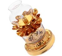 POPETPOP Desktop Butter Lamp with Dimming Function and Easy to Carry Design Vintage Kerosene Lamp Oil Made of Glass and Zinc Alloy and Table Decor