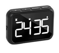 POPETPOP Digital Kitchen Timer with Large LED Display and Countdown Timer, Magnetic Back and Tabletop Stand, Rechargeable 600ma Battery, Suitable for Cooking and Studying, Black Abs