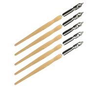 POPETPOP Dip Pen Set 5Pcs Wooden Gothic Calligraphy Holders with Metal Nibs for Manga Sketching and Writing Artists Beginners