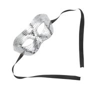 POPETPOP Disco Mask Silver Half Face Mirrored Glitter Face Cover for Adults Party Carnival Dj Club Birthday