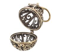 POPETPOP DIY Brass Car Aroma Diffuser Pendant with Vintage Floral Pattern, Refillable Essential Oil Holder, Unique Scent Diffuser Ball for Office and Car Decoration