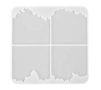 POPETPOP DIY Crystal Epoxy Silicone Mold for Coaster Making, Irregular Ocean Wave Square 4-Grid Cup Mat Mold for Home Crafting and Decorative Art