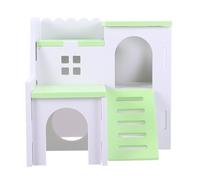 POPETPOP DIY Wooden Hamster House for Small Pets with Green Colour, Hideout and Relaxation Shelter for Hamsters and Small Animals in Indoor Use