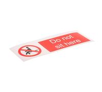 POPETPOP Do Not Sit Here Safety Warning Sticker 150x50mm Self-adhesive Caution Sign for Office School Hotel Wall Use