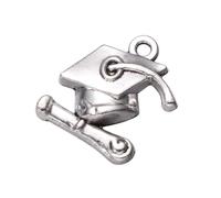 POPETPOP Doctor Hat Pendant Charms Hat-shaped Graduation 50pcs for Silver Charm Jewelry Making Pendants and Graduation Alloy for Necklace and Keychain DIY Accessories for Party