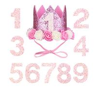 POPETPOP Dog cat birthday party hat birthday number tiara crown party accessory headwear 1-9 (pink number) 商 称