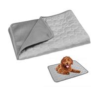 POPETPOP Dog Cooling Mat: 50×40cm Self Cooling Pad with Non-Toxic - Anti-Scratch Cool Blanket Waterproof for Dogs Cats, Multi-Pet Families (Size S, Grey)