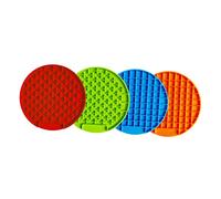 POPETPOP Dog Slow Feeder Silicone Food Mat for Puppies Round Cross Design Easy to Clean Anti- Pet Cushion for Outdoor Feeding Red Color for Encouraging Healthy Eating Habits