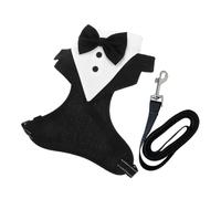 POPETPOP Dog Tuxedo Vest Harness with Bow Tie and Leash Set, Adjustable Formal Pet Harness for Small to Large Dogs, Halloween Costume and Special Occasion Outfit