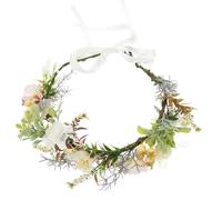 POPETPOP Dog Wedding Flower Collar with Artificial Floral Crown and Bow Tie, Pet Photo Prop for Cats and Dogs, Adjustable Basic Pet Collar for Wedding and Costume Use