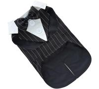 POPETPOP Dog Wedding Tuxedo Stylish Black Polyester Pet Clothing with Bow Tie and Decorative Buttons Comfortable Elegant Classical Chic Outfit for Valentine's Day