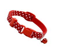 POPETPOP Dots Cat Dog Puppy Collar Bell Red Reflective Lightweight Comfortable Adjustable Sturdy Plastic Buckle