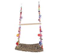 POPETPOP Double Layer Parrot Cage Hammock Swing with Woven and Wood Materials for Climbing and Exploring, Suitable for Parrot Cage Use by Bird Owners