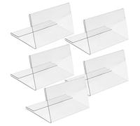 POPETPOP Double-Sided Acrylic Sign Display Holder 200x100mm 1mm Pet Shatterproof Tent Shape Name Card Rack for Conference Guest Seat Showing, 5pcs Set