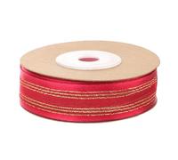 POPETPOP Double-Sided Red Satin Ribbon Organza Layer for Wrapping and Wedding Flower Decoration, 1 Roll Craft Ribbon for DIY Party and Bridal Bouquet Wrapping