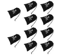 POPETPOP Drawstring Bag Coin Pouch Black Halloween Polyester 10pcs Pirate with Skull Design for Small Items for Halloween Party Decoration and Pirate Party Supplies