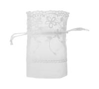 POPETPOP Drawstring Bag Compact Size Design White Small for Jewellery Storage with Lightweight Polyester Mesh Material Convenient to Carry and Easy to Take, for Weddings and Valentine's