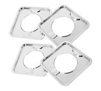 POPETPOP Drip Pans Square Burner 4pcs Gas Stove Stainless Steel 19cm Spill Catchers Removable and Easy to Clean Gas Range Burner Covers for Kitchen Use