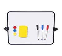 POPETPOP Dry Erase Whiteboard A4 Double-Sided Desk Board with Stand Black Portable Desktop White Board for Office Classroom Writing and Drawing