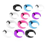 POPETPOP Ear Gauge Stretching Kit Acrylic U-Shaped Spike Horseshoe Septum Rings Body Piercing Jewelry Lightweight Sturdy for Nose and Ear Piercing, Suitable for Women, Includes 12 Pieces