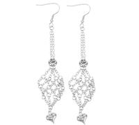 POPETPOP Earring Stone Holder Crystal Earring Holder Silver Metal Dangling Earpiece Design for Genuine Amethyst Beads