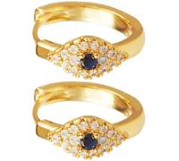 POPETPOP Earrings Clip-on Set Evil Eye Jewelry for Women Brass Golden Lightweight Simple Elegant Fashionable for Engagement Party