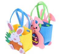 POPETPOP Easter Bunny Adorable Bunny Shape 2pcs Felt Tote Bags with Handles, Easy Assembly and Candy Filling for Easter Celebrations and Holiday Parties