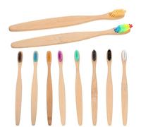 POPETPOP Eco Bamboo Toothbrush Firm Bristles 10Pcs Pack Hard Bristle Toothbrush for Adults Oral Cleaning
