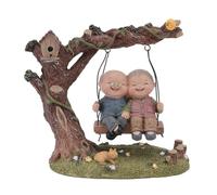 POPETPOP Elderly Couple Figurine on Swing: Romantic Resin Grandparents Statue Ornament, Golden Wedding for Parents, Growing Old Together Sentimental Home Decor (18cm)