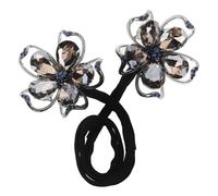 POPETPOP Elegant Black Alloy Hair Bun Maker with Rhinestone Floral Design, Effortless Styling and Intricate Weaving for Stylish Twists and Updos, Hair Accessories for Women