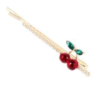 POPETPOP Elegant Cherry Versatile Use for Parties and Special Events Hair Clip with Red Rhinestones and Alloy Material, Fine Craftsmanship Chic and Trendy Bobby Hair Accessory for Women
