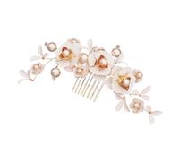 POPETPOP Elegant Handmade Wedding Hair Comb with Rhinestone and Imitation Pearl, Copper Material for Secure Fit and Easy to Put into Hair, for Dinners and Dances