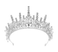 POPETPOP Elegant Princess Bride Headpiece Lightweight Silver Alloy Crystal Crown Bridal Headband for Wedding and Themed Parties Versatile Hair Piece
