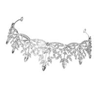 POPETPOP Elegant Rhinestone Wedding Tiara Crown for Women Bridal Hair Accessory Sparkling Silver Crystal Floral Design Suitable for Weddings Proms Birthdays and Formal Events