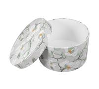 POPETPOP Elegant round Magnolia Flower Box with Lid, Light Green Pu Leather Packaging Box for Party Sweets and Floral Arrangements, Small Storage Case